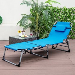 Säädettävä sininen 5-asentoinen taitettava aurinkotuoli ulkokäyttöön Säädettävä sininen 5-asentoinen taitettava aurinkotuoli ulkokäyttöön