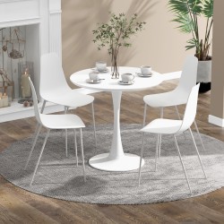 Valkoinen metallijalkainen ruokailutuolisetti 4 kpl