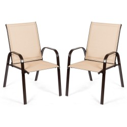 Kahden ulkotuolin setti hengittävällä kankaalla - beige