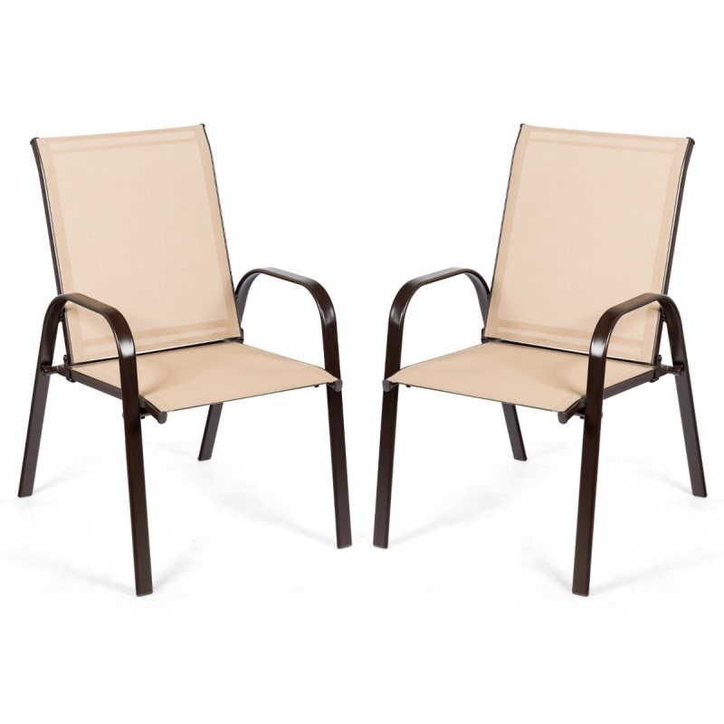 Kahden ulkotuolin setti hengittävällä kankaalla - beige