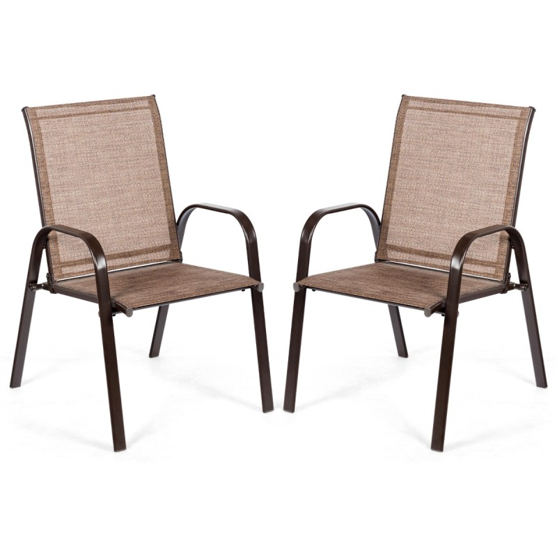 Kahden puutarhatuolin setti kaarevilla käsinojilla ruskea