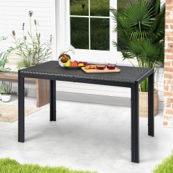 48 tuuman ruskea rottinkinen ruokapöytä metallirungolla