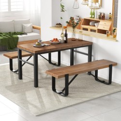 Pitkä käytäväpenkki metallirungolla 300kg kantavuus luonnollinen