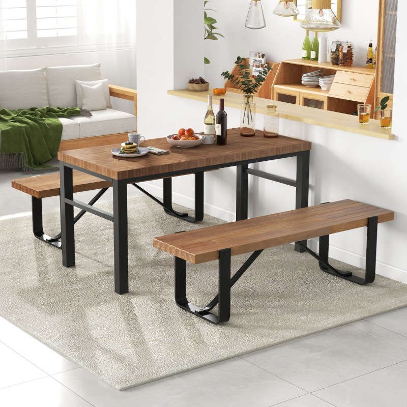 Pitkä käytäväpenkki metallirungolla 300kg kantavuus luonnollinen