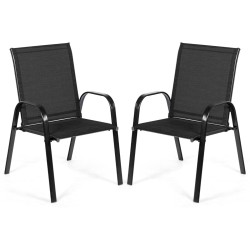 Kahden mustan ulkotuolin setti hengittävällä kankaalla