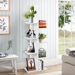 Valkoinen puinen kirjahylly 8 tasoa moderni design Valkoinen puinen kirjahylly 8 tasoa moderni design