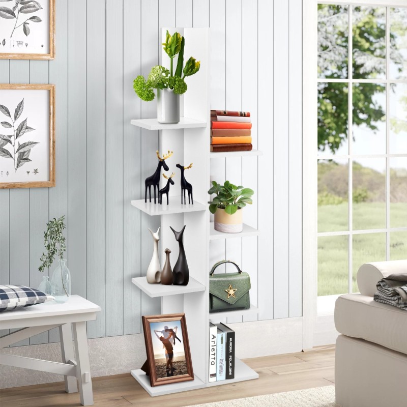 Valkoinen puinen kirjahylly 8 tasoa moderni design Valkoinen puinen kirjahylly 8 tasoa moderni design