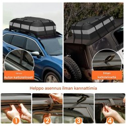 Harmaa 420 L auton kattoboksi numerolukolla ja liukumattomalla matolla