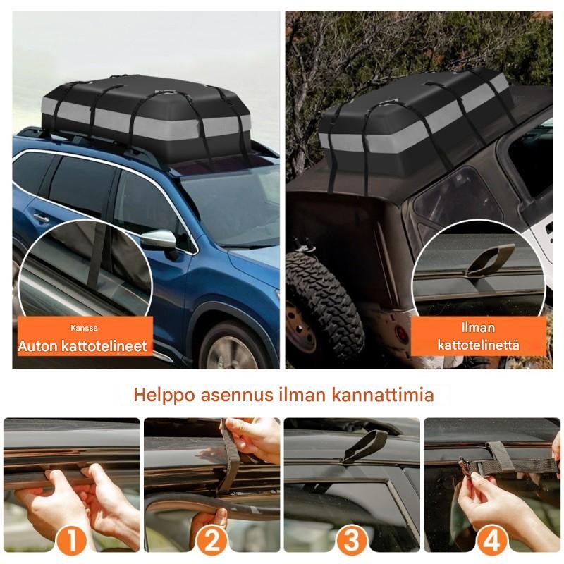 Harmaa 420 L auton kattoboksi numerolukolla ja liukumattomalla matolla