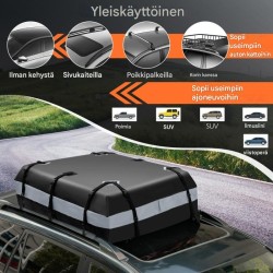 Harmaa 420 L auton kattoboksi numerolukolla ja liukumattomalla matolla