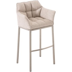 Tyylikäs baarijakkara pehmustetulla kangasverhoilulla ja käsinojilla