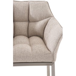 Tyylikäs baarijakkara pehmustetulla kangasverhoilulla ja käsinojilla