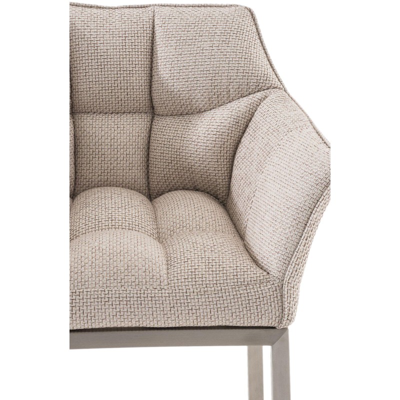 Tyylikäs baarijakkara pehmustetulla kangasverhoilulla ja käsinojilla