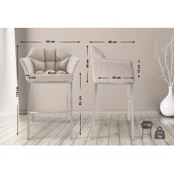 Tyylikäs baarijakkara pehmustetulla kangasverhoilulla ja käsinojilla