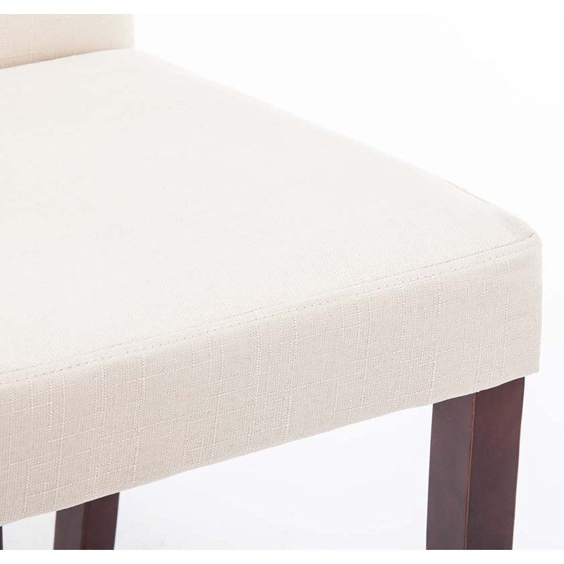 Tyylikäs pehmustettu ruokatuoli korkealla selkänojalla ja puujaloilla