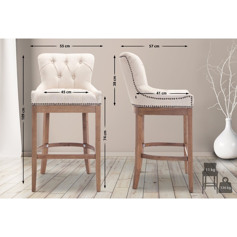 Tyylikäs Lakewood-baarituoli kangasverhoilulla ja korkealla selkänojalla