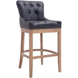 Tyylikäs Lakewood-baarijakkara aidolla nahkapäällysteellä ja puisella rungolla