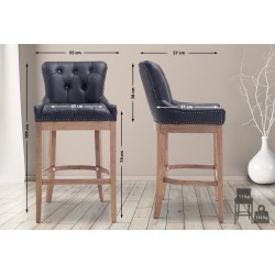 Tyylikäs Lakewood-baarijakkara aidolla nahkapäällysteellä ja puisella rungolla