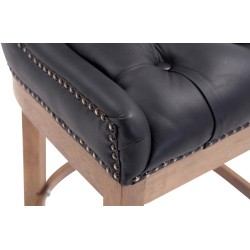 Tyylikäs Lakewood-baarijakkara aidolla nahkapäällysteellä ja puisella rungolla