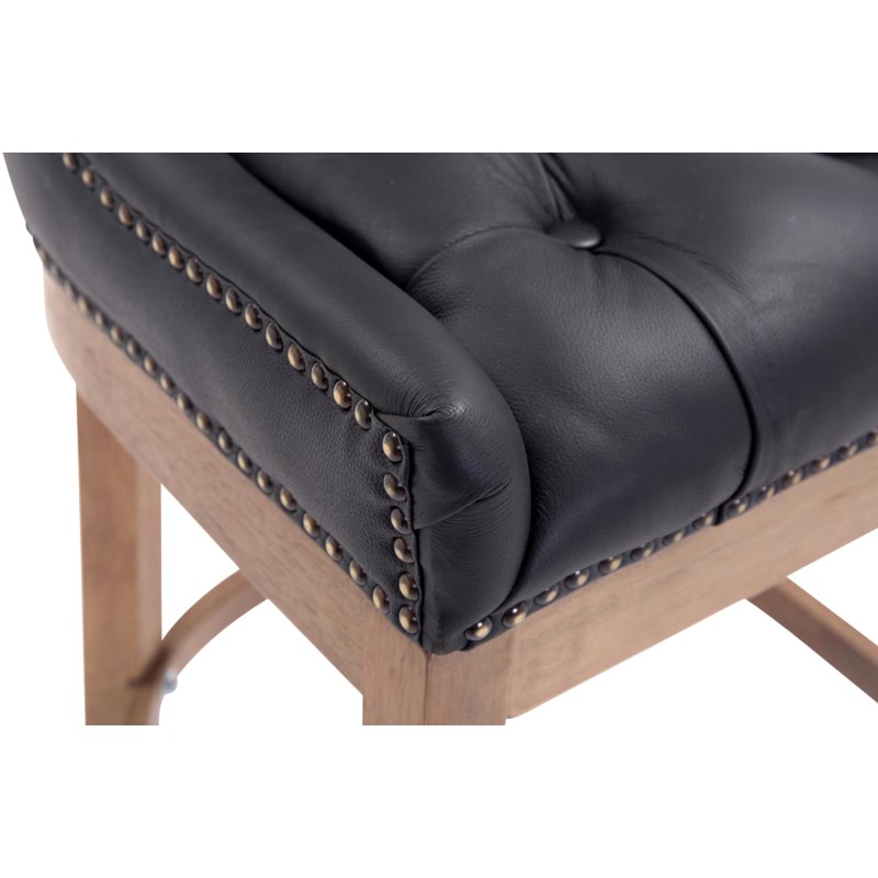 Tyylikäs Lakewood-baarijakkara aidolla nahkapäällysteellä ja puisella rungolla