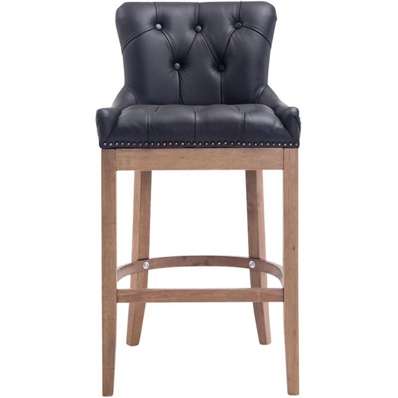 Tyylikäs Lakewood-baarijakkara aidolla nahkapäällysteellä ja puisella rungolla