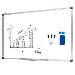 Valkoinen magneettinen valkotaulu alumiinikehyksellä (70x50 cm)