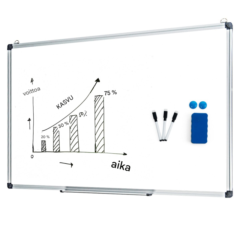 Valkoinen magneettinen valkotaulu alumiinikehyksellä (70x50 cm)