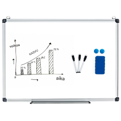 Valkoinen magneettinen valkotaulu alumiinikehyksellä 60 x 40 cm