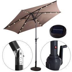 Aurinkovarjo ruskea 2,7M LED-valaistuksella ja kammella