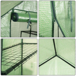 Kannettava vihreä kasvihuone 8 hyllyllä, 143x73x195 cm