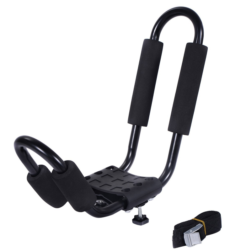 Musta kajakinkuljetussetti autokattotelineelle, 4 monikäyttövyötä mukana