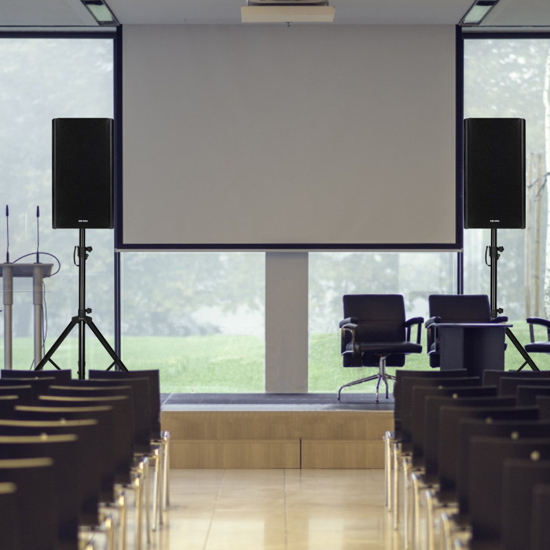 Säädettävä musta kaiutinjalusta 97-183 cm korkeudella