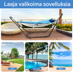 Metallinen riippumattoteline musta, säädettävä, 150 kg kantavuus