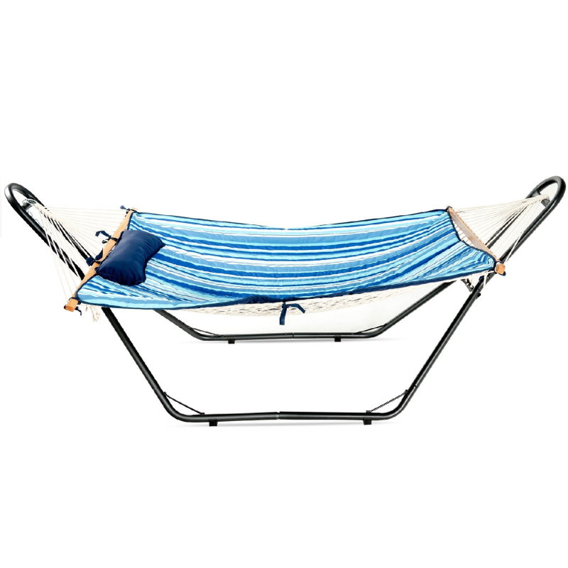 Metallinen riippumattoteline musta, säädettävä, 150 kg kantavuus