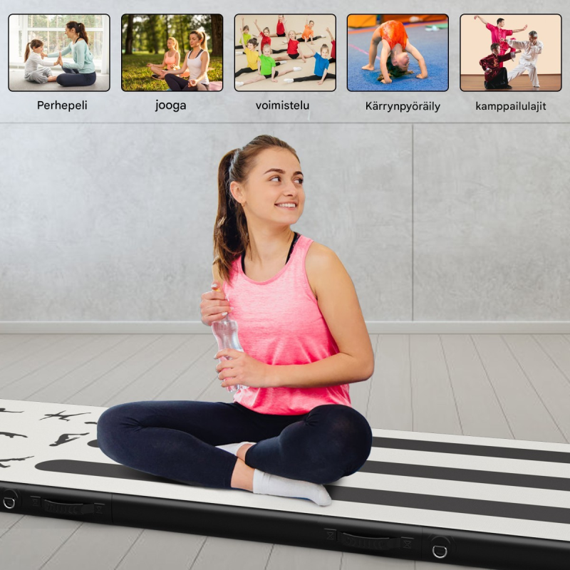 Ilmatäytteinen hopea voimistelumatto 300 cm sähköpumpulla