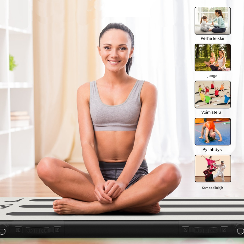 Ilmatäytteinen hopea voimistelumatto 300 cm sähköpumpulla
