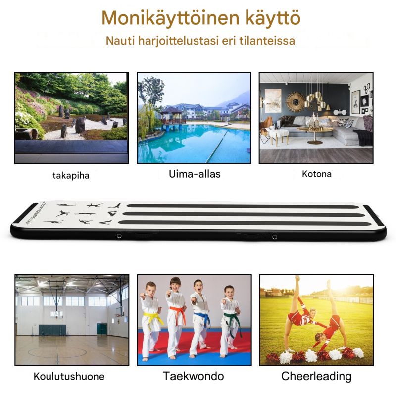 Ilmatäytteinen hopea voimistelumatto 300 cm sähköpumpulla