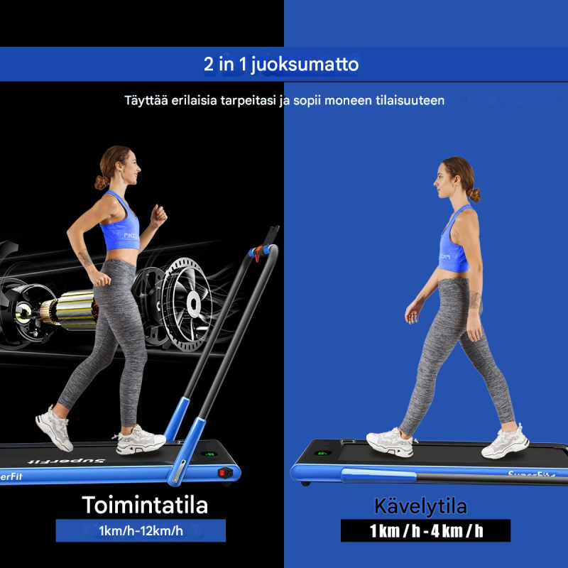 Sähköinen juoksumatto 1-12 km/h LED-näyttö sininen