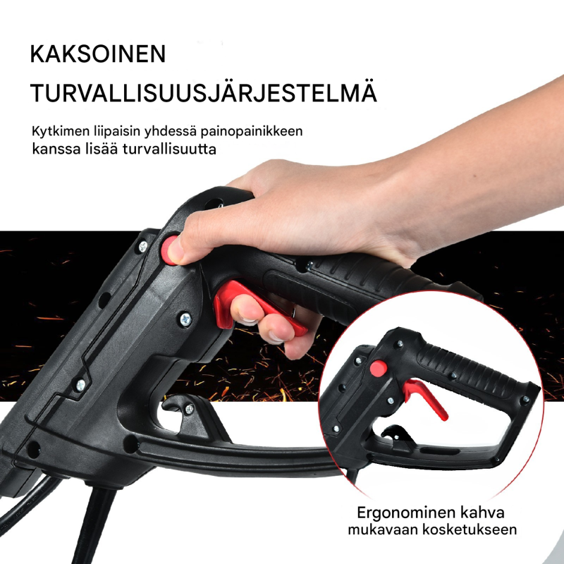 Sähköinen puutarhajyrsin ja kultivaattori, punainen ja musta