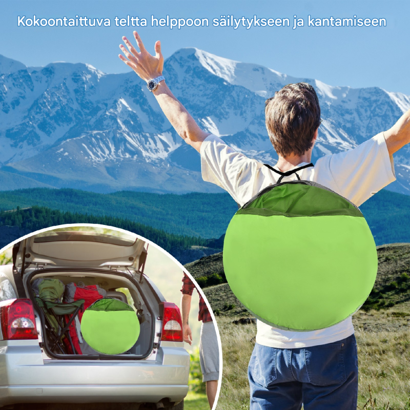 Suuri vihreä pop-up rantateltta 3-4 hengelle