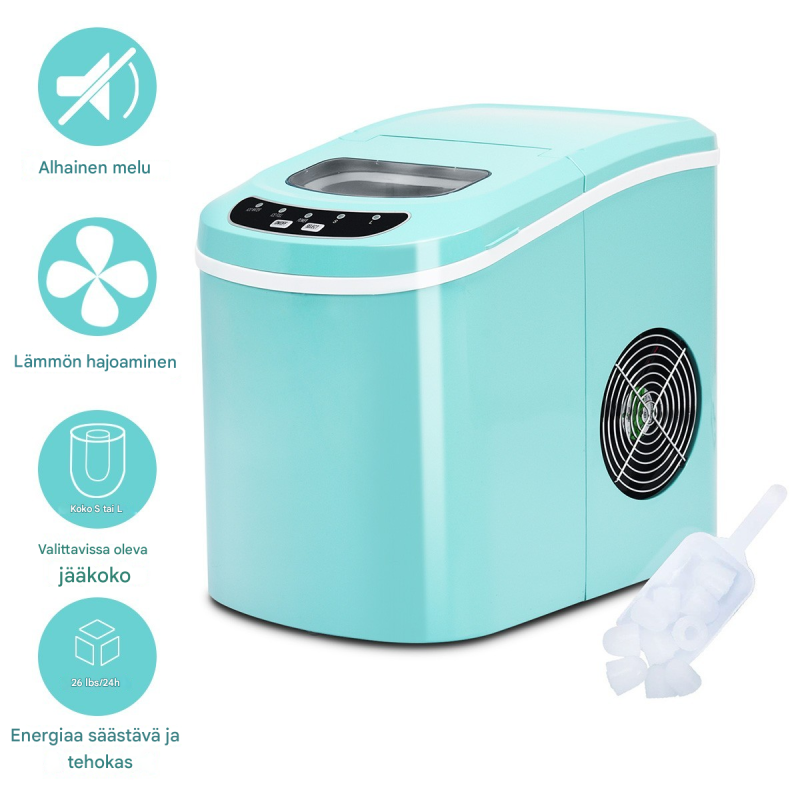 Kannettava vihreä jääpalakone 2,2L keittiöön ja juhliin