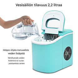 Kannettava vihreä jääpalakone 2,2L keittiöön ja juhliin
