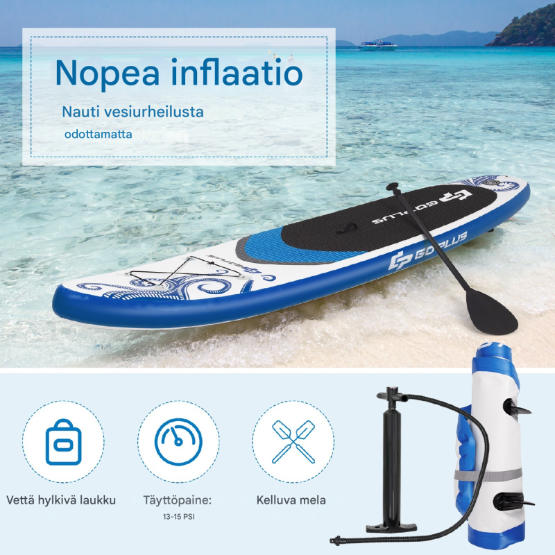 Sininen puhallettava stand-up paddle board setti 335x76 cm