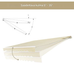 Sisäänvedettävä alumiinimarkiisi kampikahvalla, 3x2,5m, beige