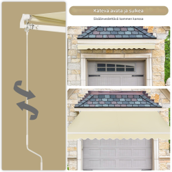 Sisäänvedettävä alumiinimarkiisi kampikahvalla, 3x2,5m, beige