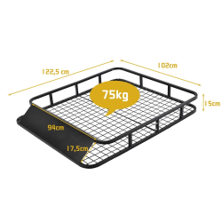 Universaali musta teräksinen kattoteline autoille 122,5x102x15 cm