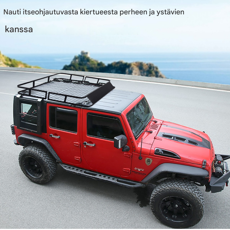 Universaali musta teräksinen kattoteline autoille 122,5x102x15 cm