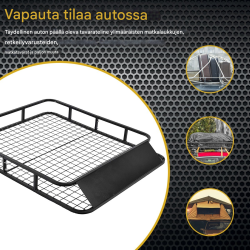 Universaali musta teräksinen kattoteline autoille 122,5x102x15 cm