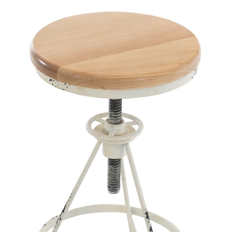 Teollinen baarijakkara säädettävällä korkeudella ja puuistuimella