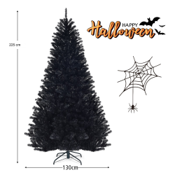Musta keinotekoinen joulukuusi 225 cm Halloween koristepuu